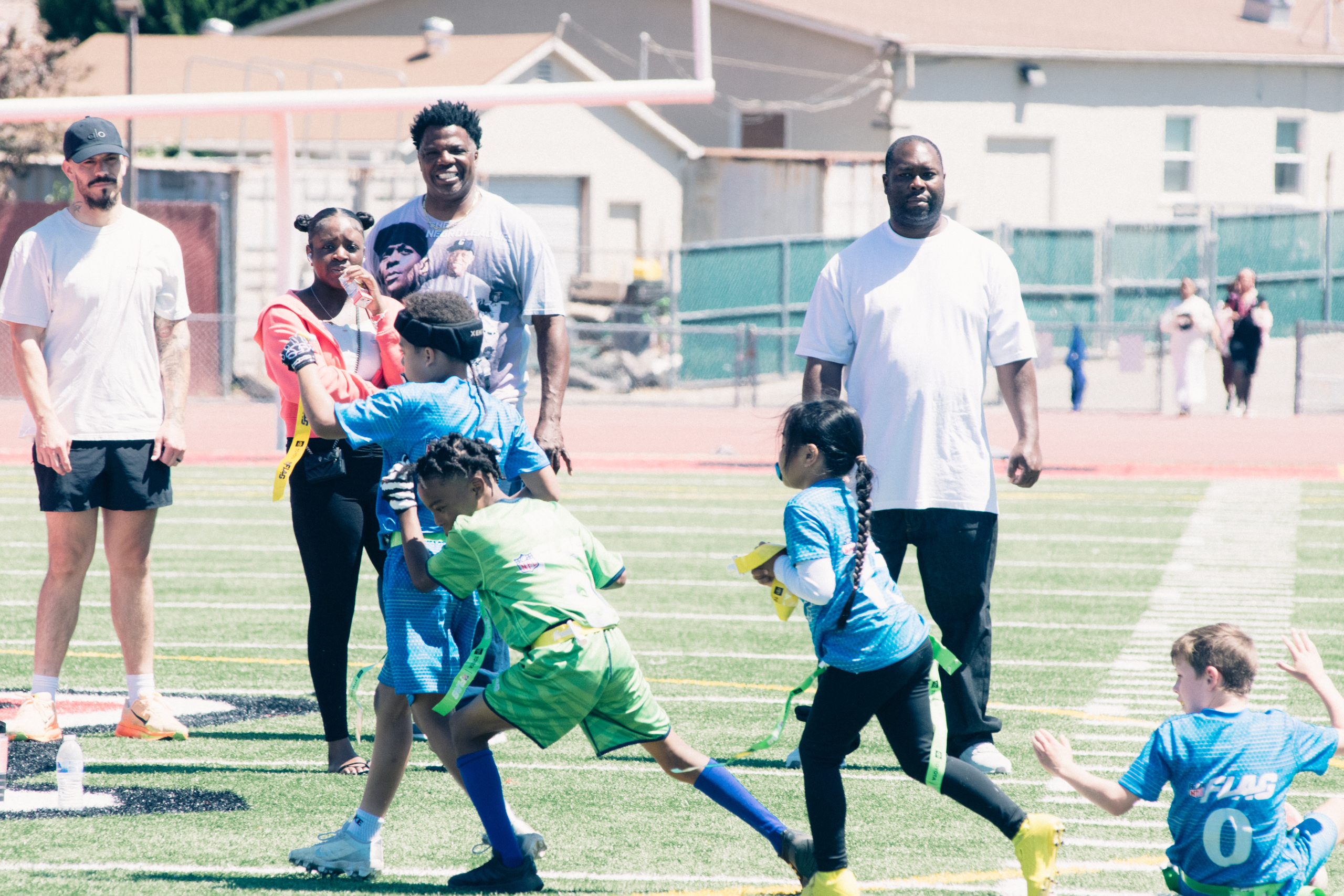 Flag football players prepared for a game